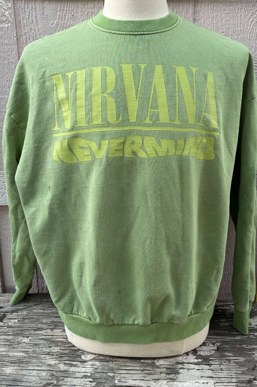 Nirvana Nevermind green Hoodie Size Large pullover sweatshirt